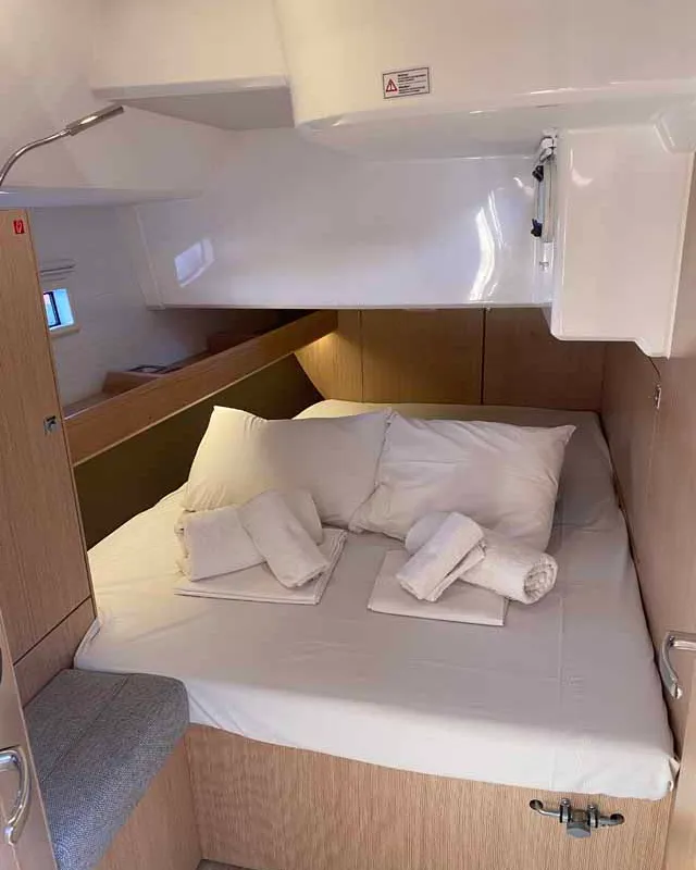 Cabin on Before Sunrise, a Bavaria Cruiser 46 sailboat at Fethiye, Turkey