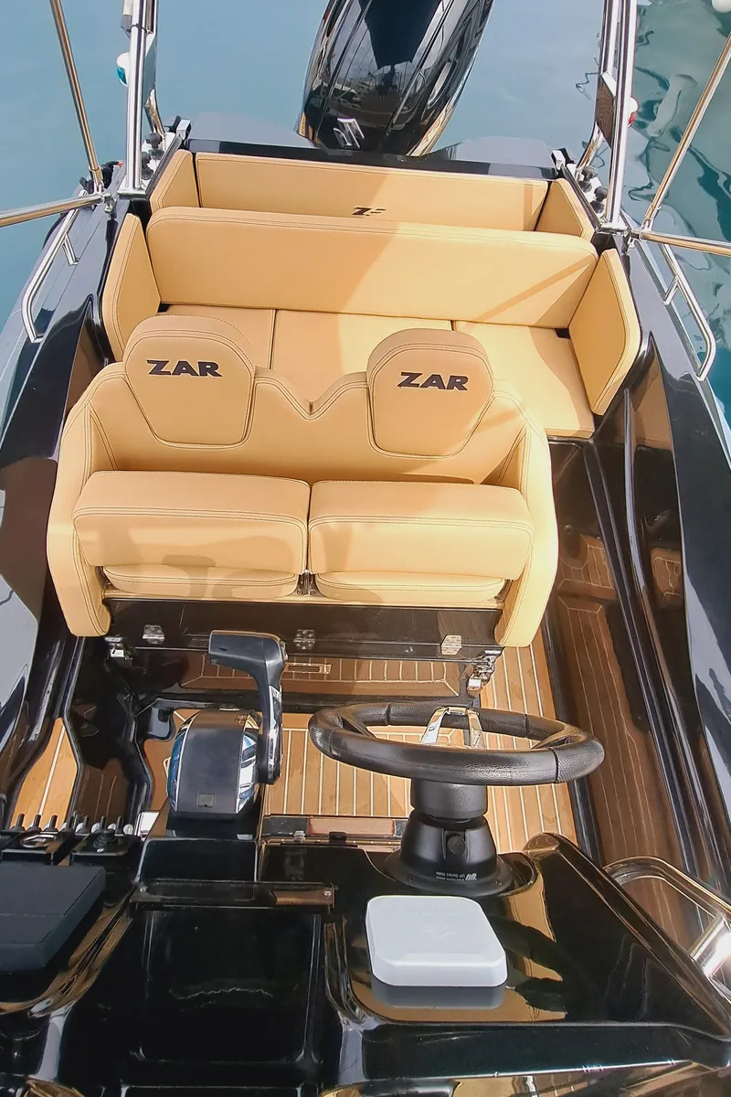 Cockpit of Zar 59 SL, a motorboat at Sant Antoni de Portmany, Spain