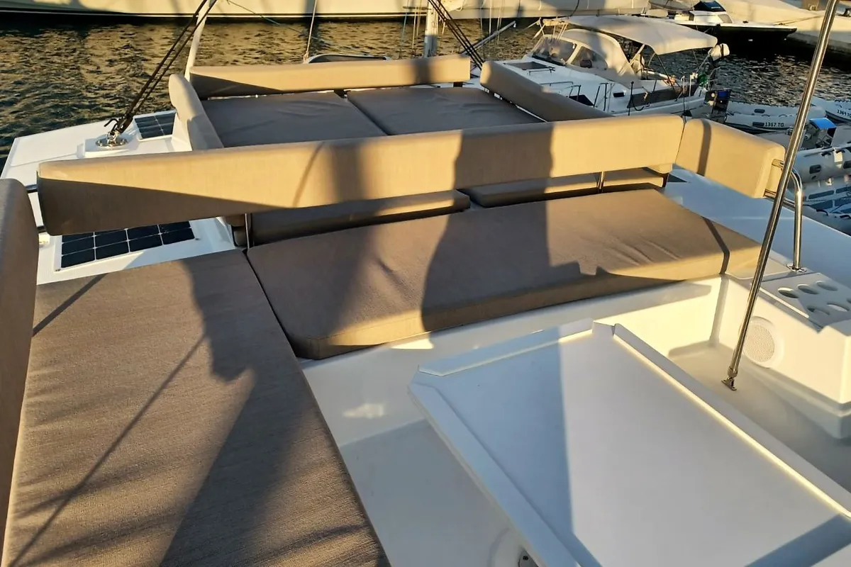 Salon of James Webb, a Bali 4.4 catamaran at Trogir, Croatia