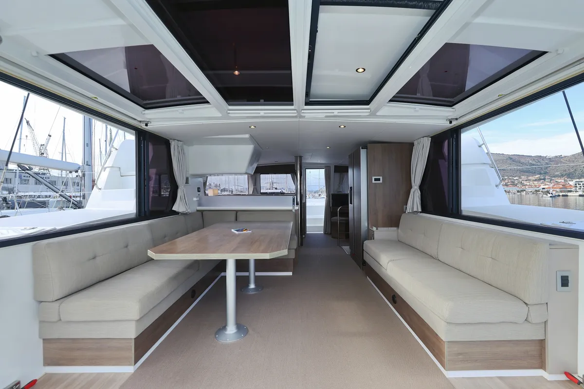 Galley of James Webb, a Bali 4.4 catamaran at Trogir, Croatia