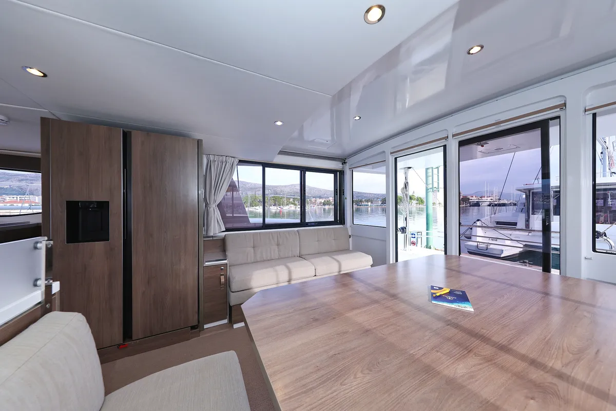 Galley of James Webb, a Bali 4.4 catamaran at Trogir, Croatia