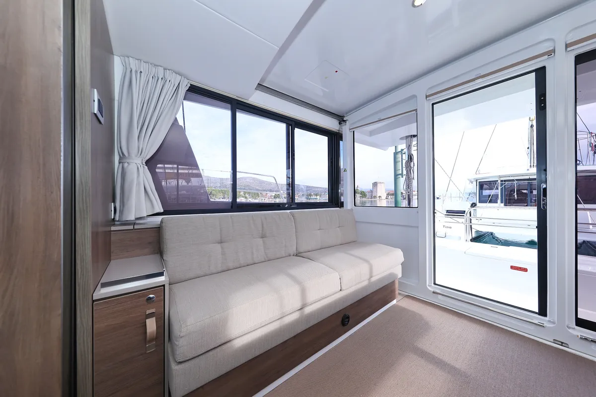 Salon of James Webb, a Bali 4.4 catamaran at Trogir, Croatia