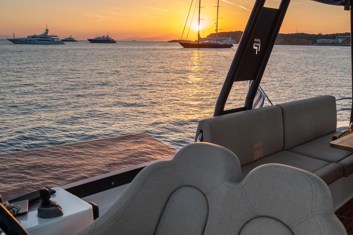 Deck of Premium, a Fountaine Pajot MY6 catamaran at Zakynthos Municipal Unit, Greece