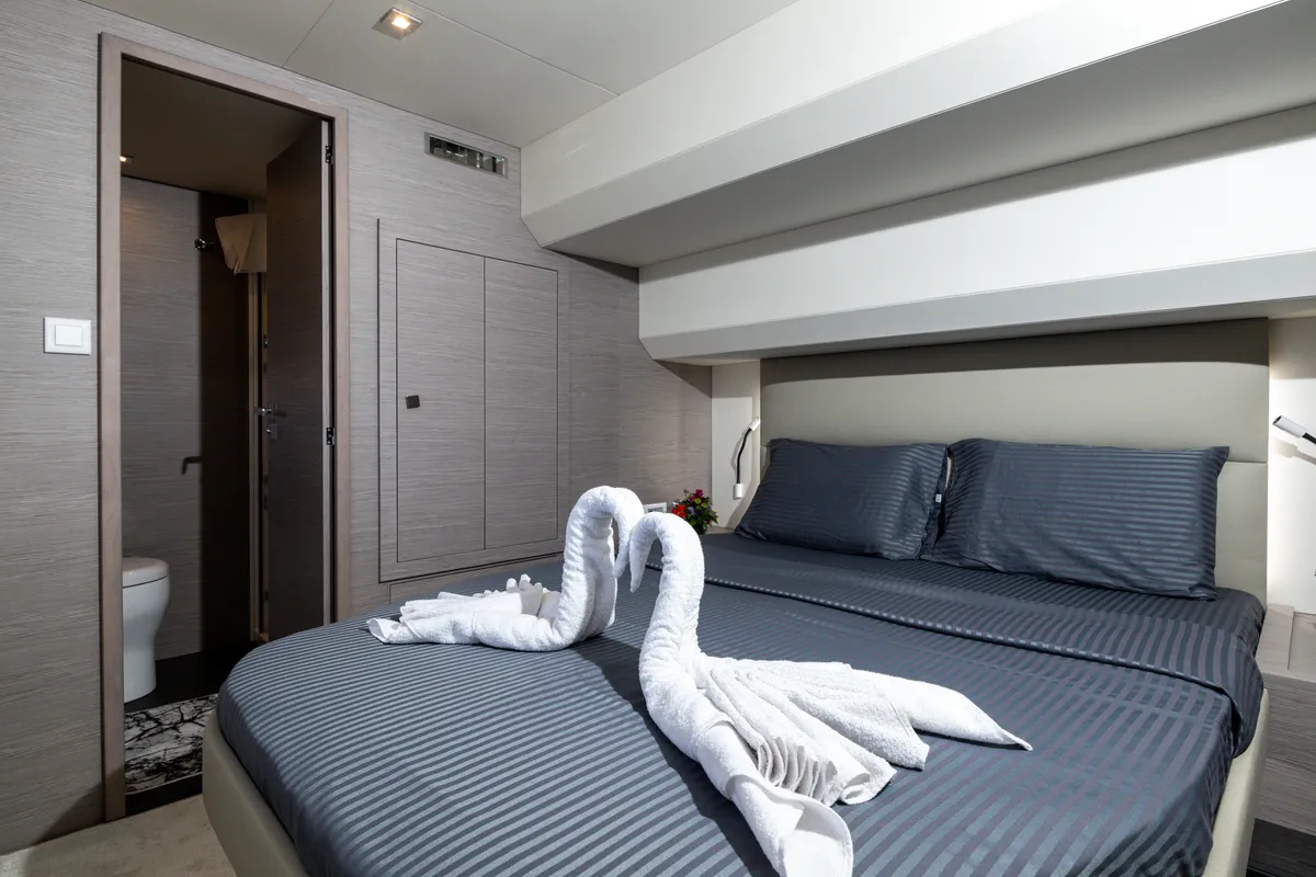 Cabin on Premium, a Fountaine Pajot MY6 catamaran at Zakynthos Municipal Unit, Greece