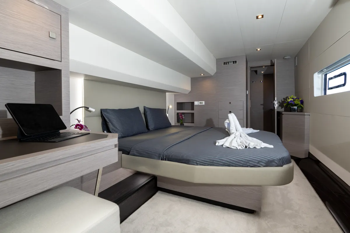 Cabin on Premium, a Fountaine Pajot MY6 catamaran at Zakynthos Municipal Unit, Greece