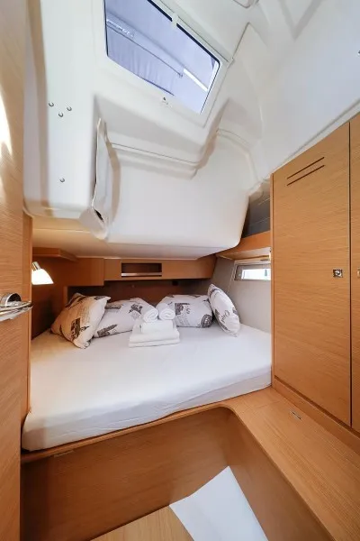 Cabin on Nunet, a Dufour 390 GL sailboat at Grad Biograd na Moru, Croatia