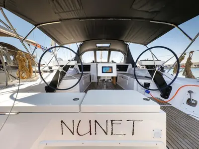 Cockpit of Nunet, a Dufour 390 GL sailboat at Grad Biograd na Moru, Croatia