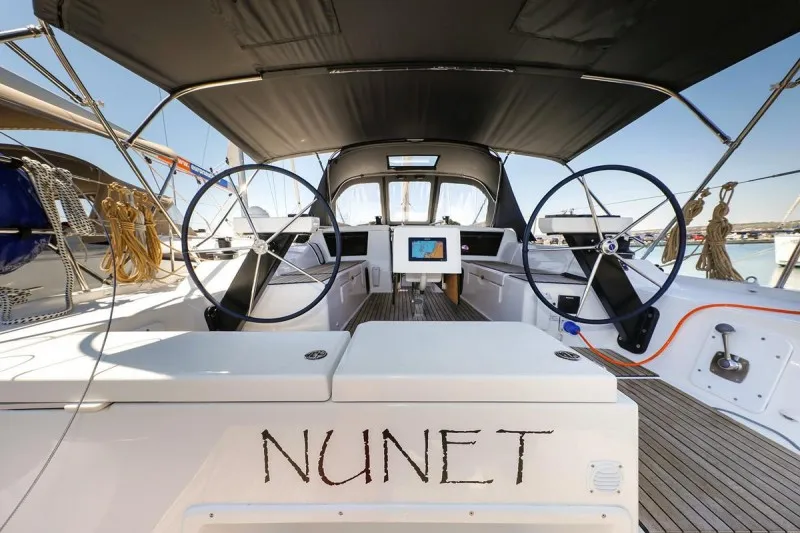 Cockpit of Nunet, a Dufour 390 GL sailboat at Grad Biograd na Moru, Croatia