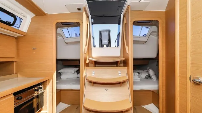 Cabin on Nunet, a Dufour 390 GL sailboat at Grad Biograd na Moru, Croatia