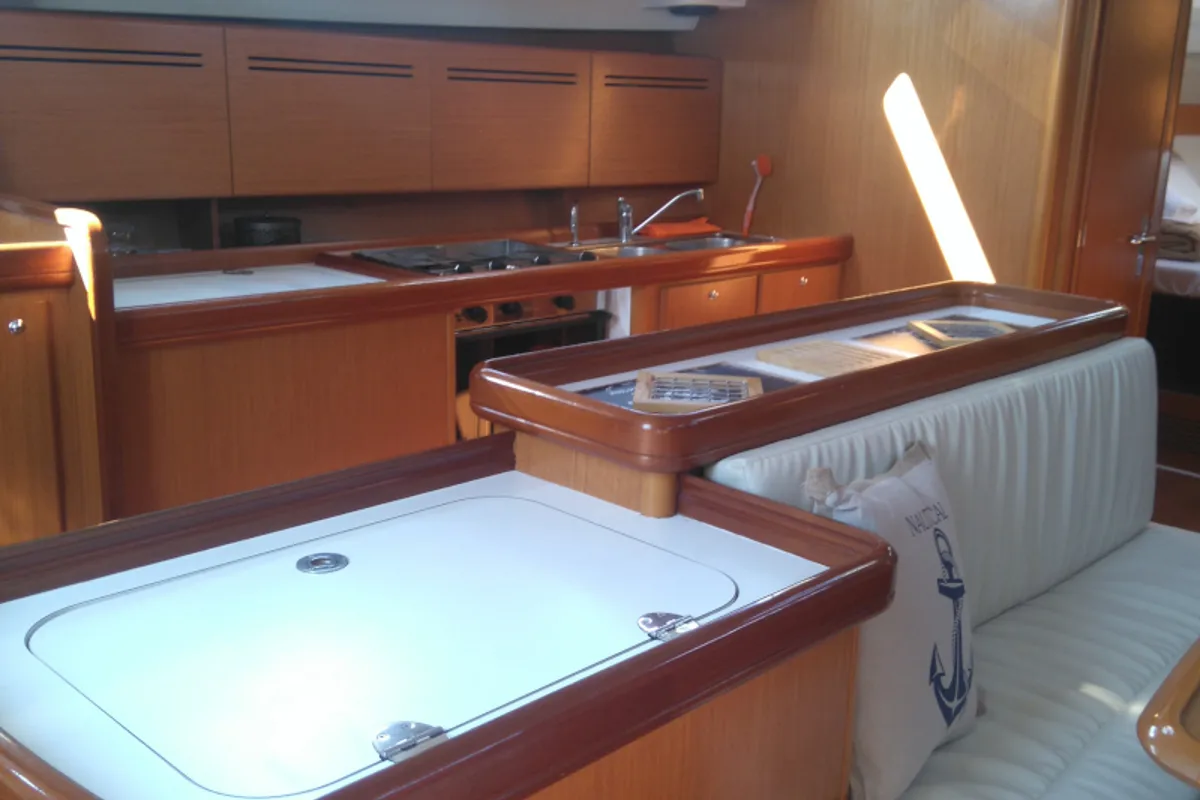 Galley of Siora Maria, a Beneteau Cyclades 50.4 sailboat at Athens, Greece