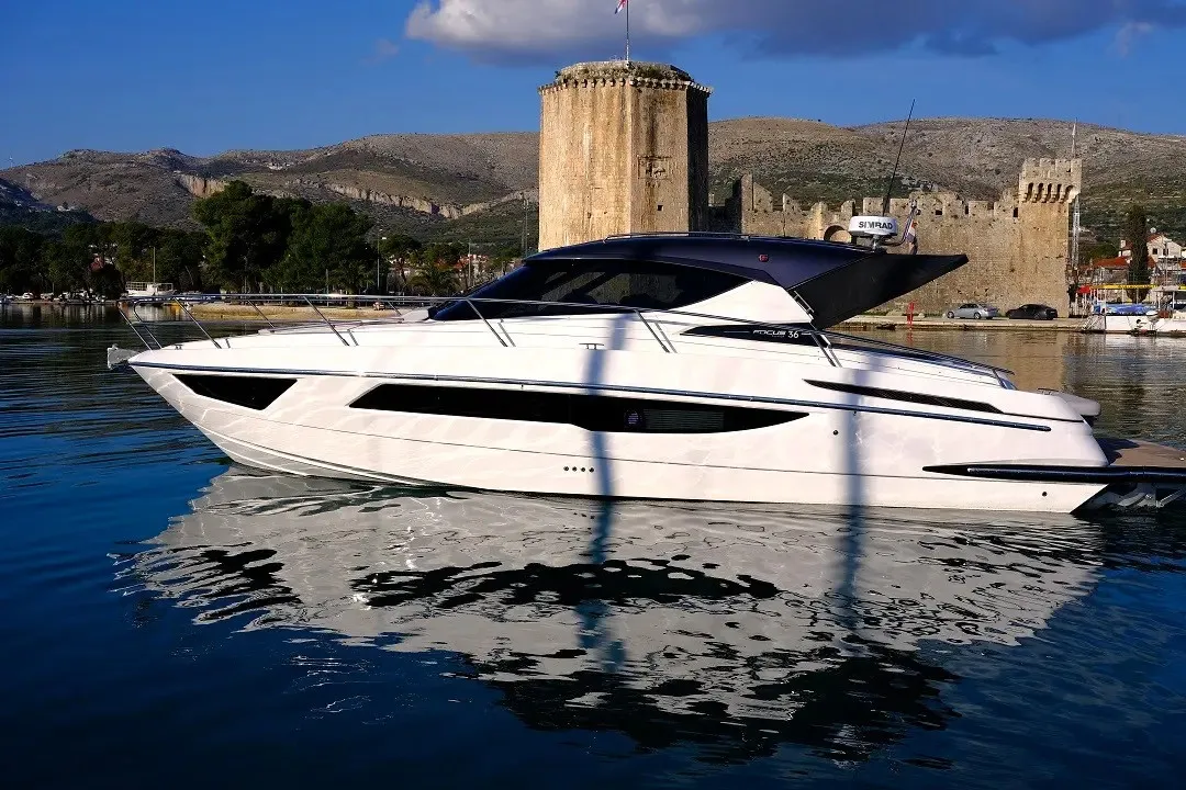 Exterior view of Focus 36, a Focus Power 36 Hard Top motor yacht at Grad Trogir, Croatia