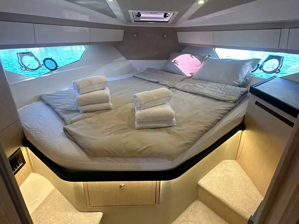 Cabin on Focus 36, a Focus Power 36 Hard Top motor yacht at Grad Trogir, Croatia