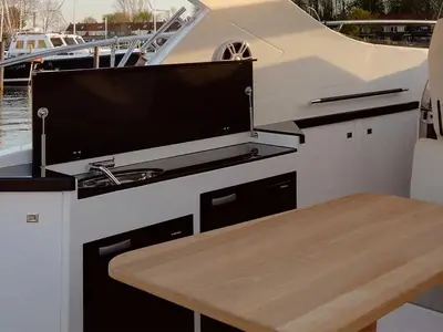 Deck of Focus 36, a Focus Power 36 Hard Top motor yacht at Grad Trogir, Croatia