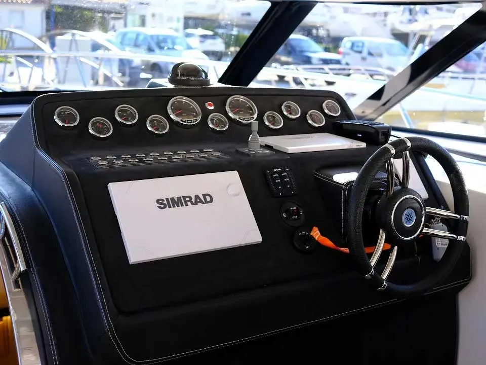 Cockpit of Focus 36, a Focus Power 36 Hard Top motor yacht at Grad Trogir, Croatia