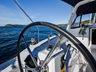 Cockpit of ARSEN, a Beneteau Oceanis 38 sailboat at Split, Croatia