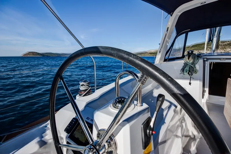 Cockpit of ARSEN, a Beneteau Oceanis 38 sailboat at Split, Croatia
