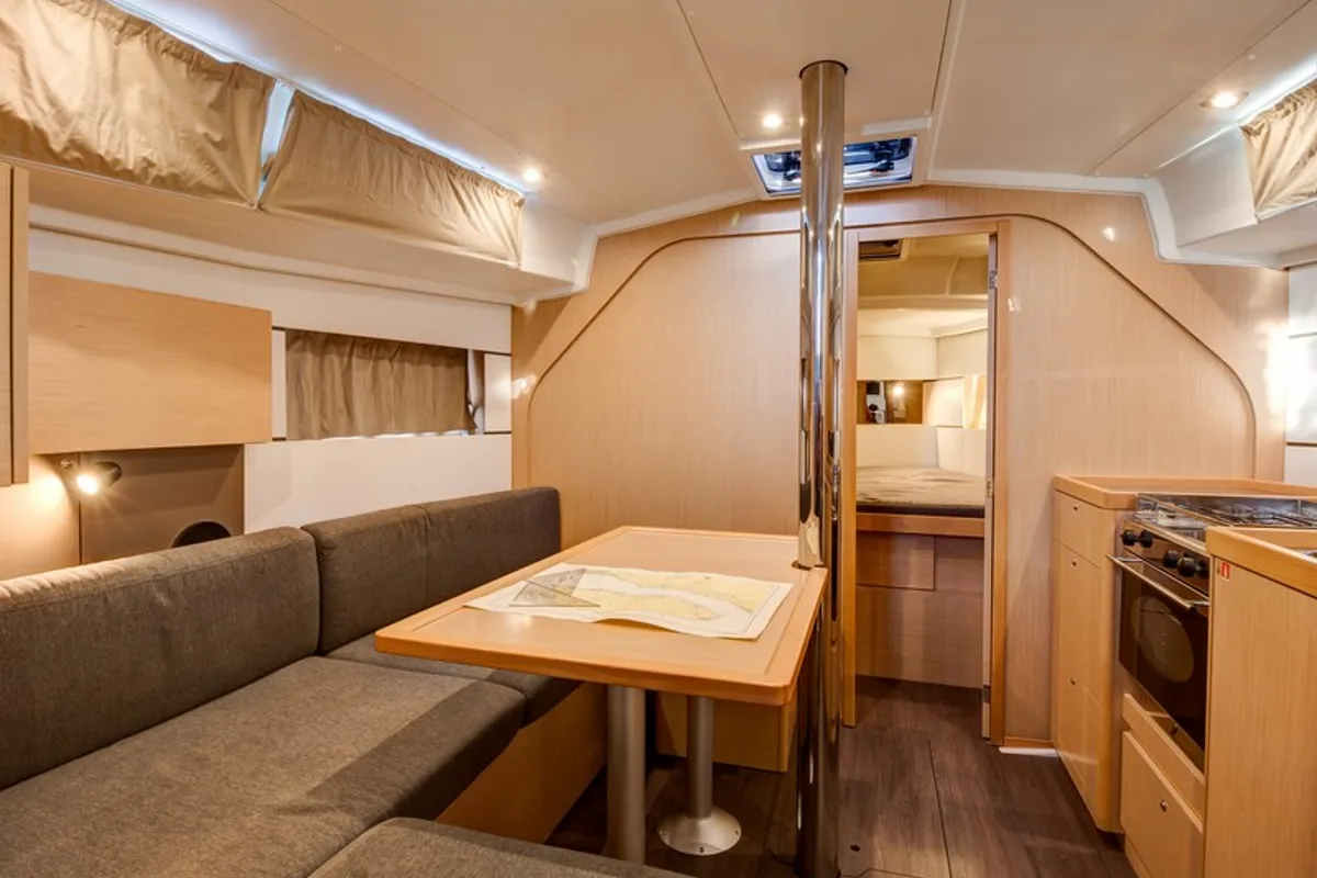 Salon of ARSEN, a Beneteau Oceanis 38 sailboat at Split, Croatia