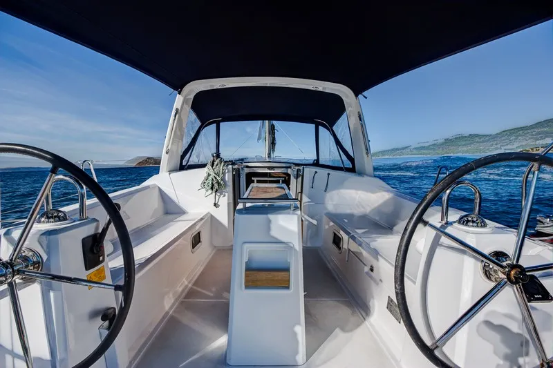 Cockpit of ARSEN, a Beneteau Oceanis 38 sailboat at Split, Croatia