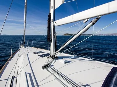 Deck of ARSEN, a Beneteau Oceanis 38 sailboat at Split, Croatia