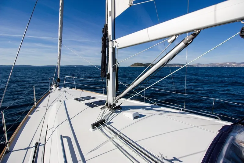 Deck of ARSEN, a Beneteau Oceanis 38 sailboat at Split, Croatia