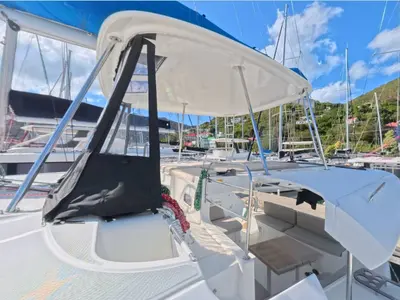 Shamwari, a Lagoon 46 catamaran at Ribishi, Saint Vincent and the Grenadines