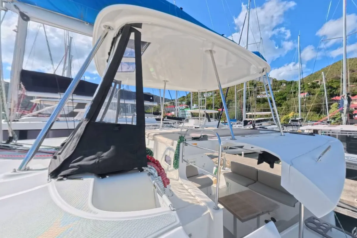 Shamwari, a Lagoon 46 catamaran at Ribishi, Saint Vincent and the Grenadines