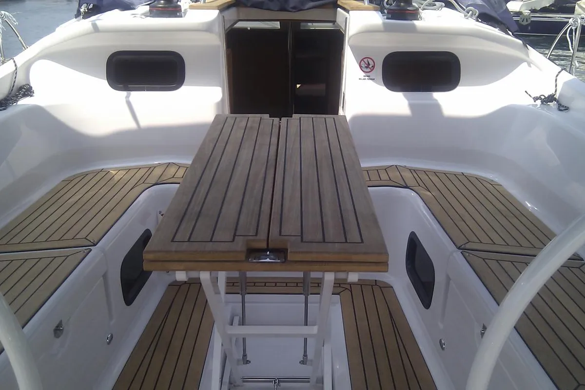 Deck of Mili Mili, a Elan 444 Impression sailboat at Zadar, Croatia