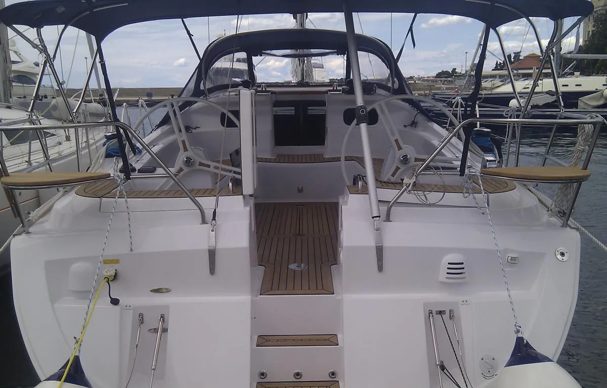 Cockpit of Mili Mili, a Elan 444 Impression sailboat at Zadar, Croatia