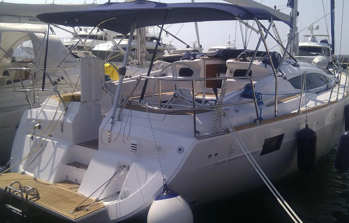 Exterior view of Mili Mili, a Elan 444 Impression sailboat at Zadar, Croatia
