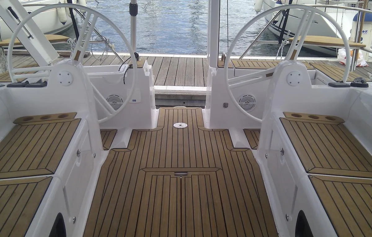 Cockpit of Mili Mili, a Elan 444 Impression sailboat at Zadar, Croatia