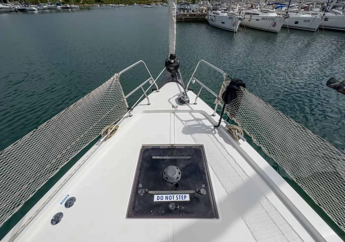 Deck of Topas, a Bavaria C50 Holiday sailboat at Grad Pula, Croatia
