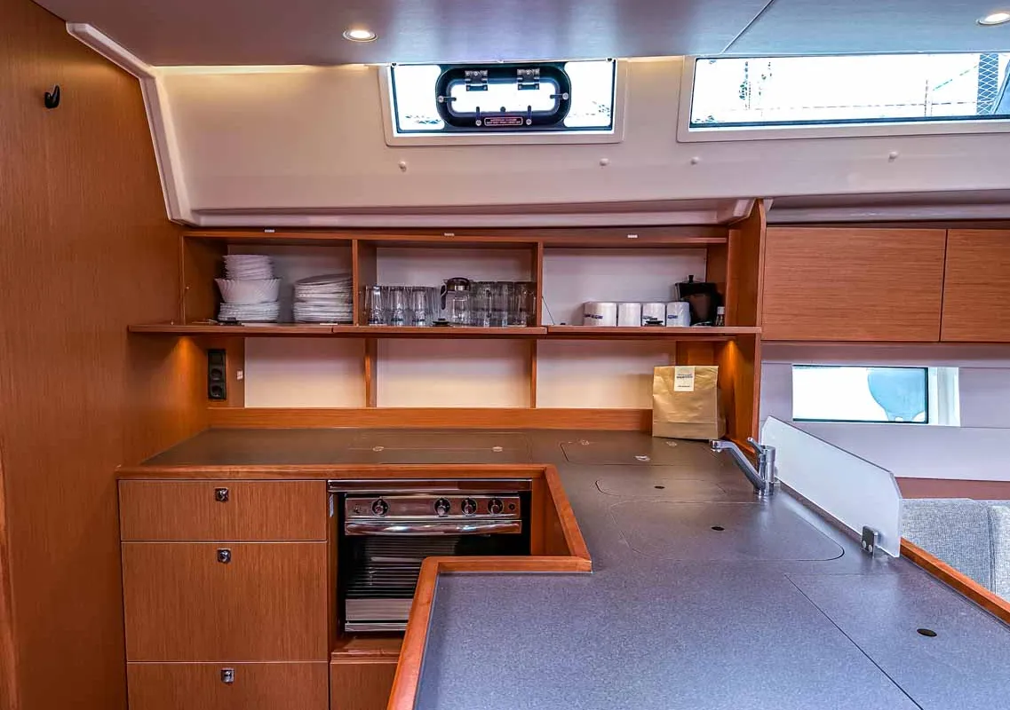 Galley of Topas, a Bavaria C50 Holiday sailboat at Grad Pula, Croatia