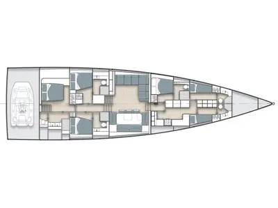 Floor plan of Nadamas, a Y Yachts Y8 sailboat at Athens, Greece
