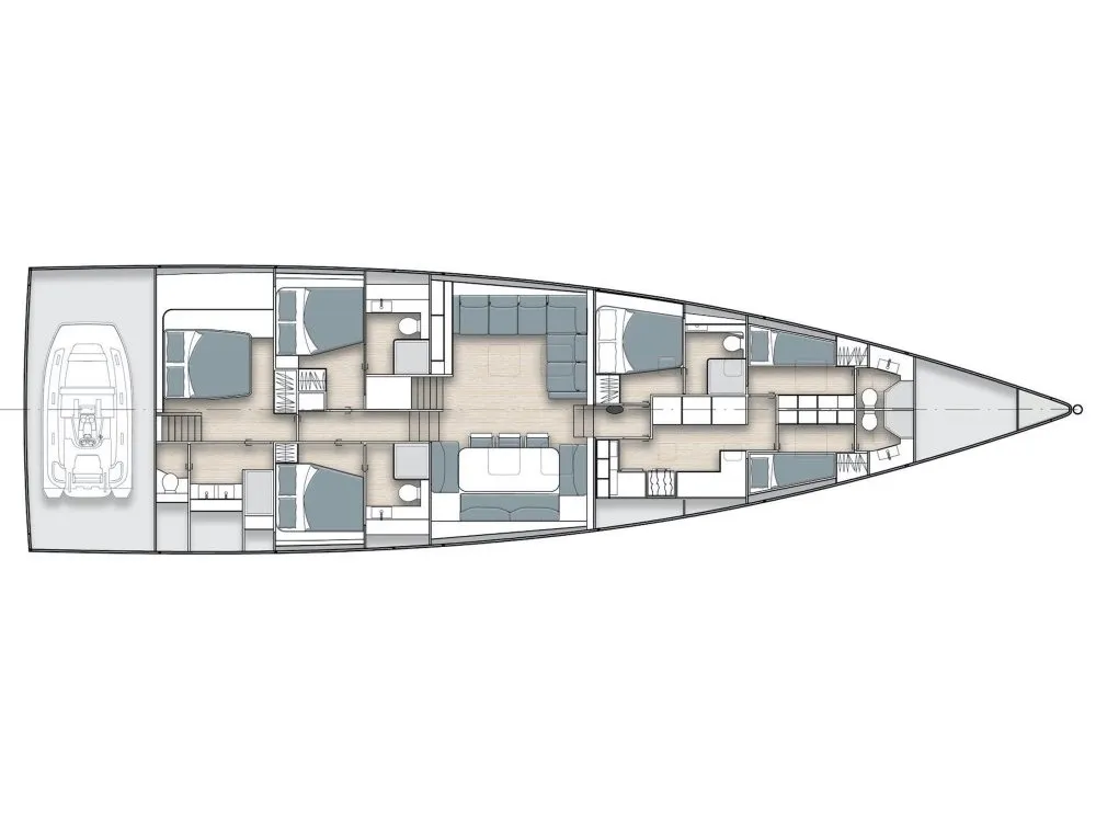 Floor plan of Nadamas, a Y Yachts Y8 sailboat at Athens, Greece