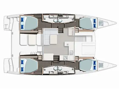 Floor plan of Sunsail 424/4/4 Classic, a Gulet Sunsail 424 catamaran at Uturoa, France