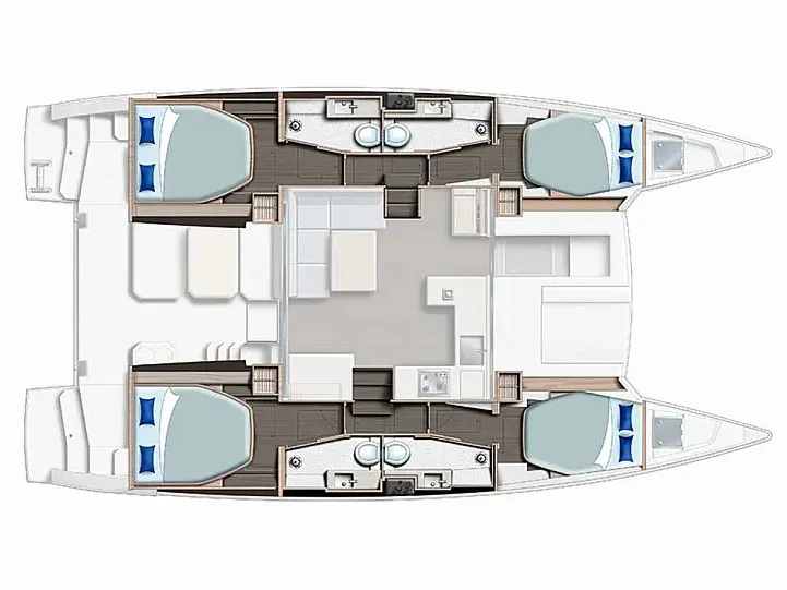 Floor plan of Sunsail 424/4/4 Classic, a Gulet Sunsail 424 catamaran at Uturoa, France