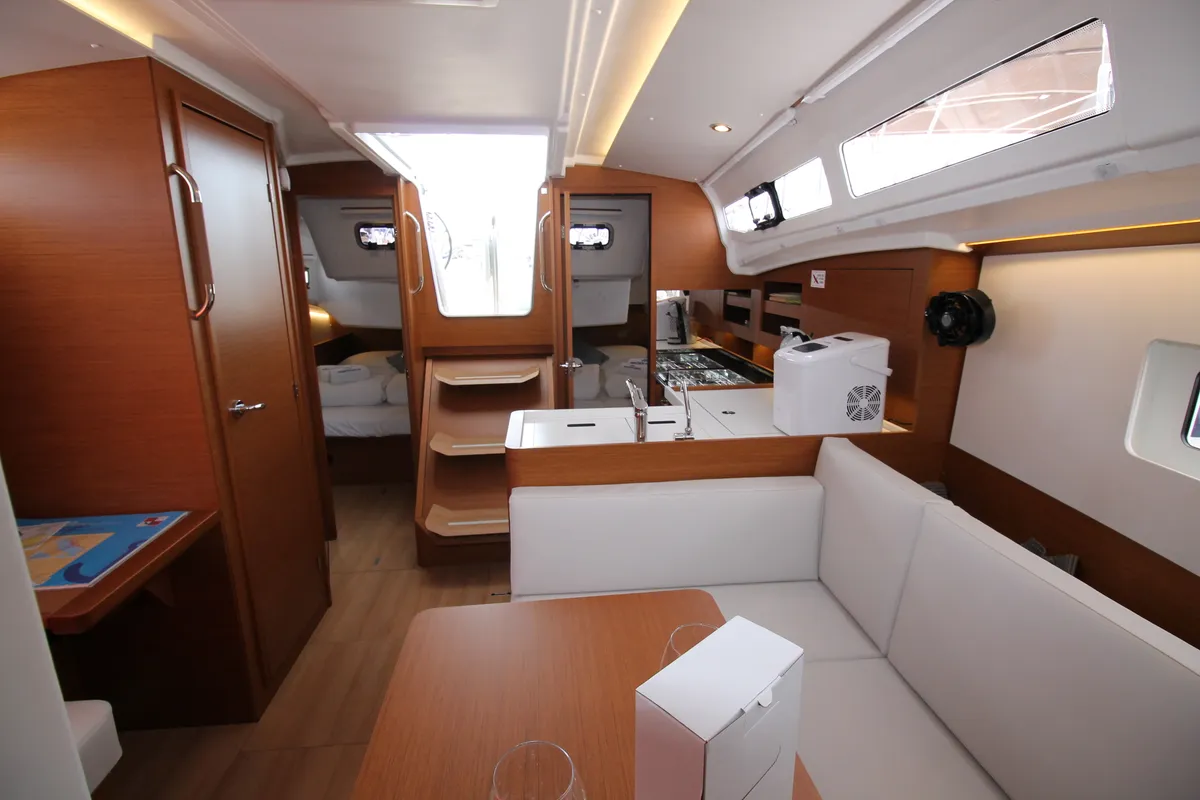 Salon of Evita, a Jeanneau Sun Odyssey 380 sailboat at Grad Biograd na Moru, Croatia