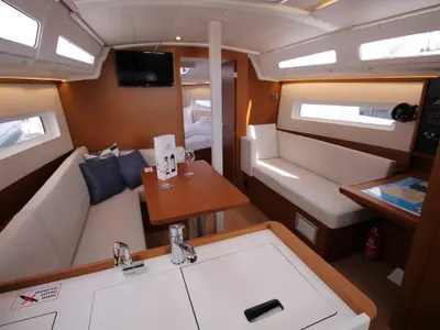 Salon of Evita, a Jeanneau Sun Odyssey 380 sailboat at Grad Biograd na Moru, Croatia