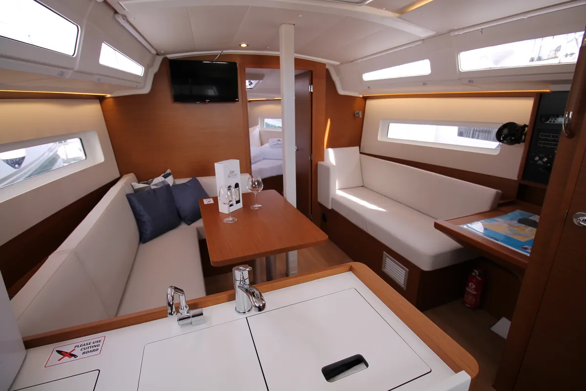Salon of Evita, a Jeanneau Sun Odyssey 380 sailboat at Grad Biograd na Moru, Croatia