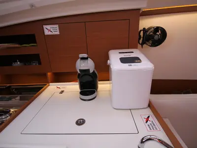 Galley of Evita, a Jeanneau Sun Odyssey 380 sailboat at Grad Biograd na Moru, Croatia