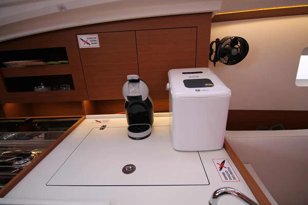 Galley of Evita, a Jeanneau Sun Odyssey 380 sailboat at Grad Biograd na Moru, Croatia