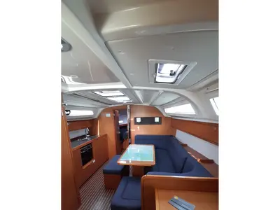 Salon of Optasia, a Bavaria Cruiser 41 sailboat at Rhodes, Greece