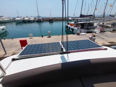 Deck of Minotavros, a Lagoon 51 catamaran at Athens, Greece