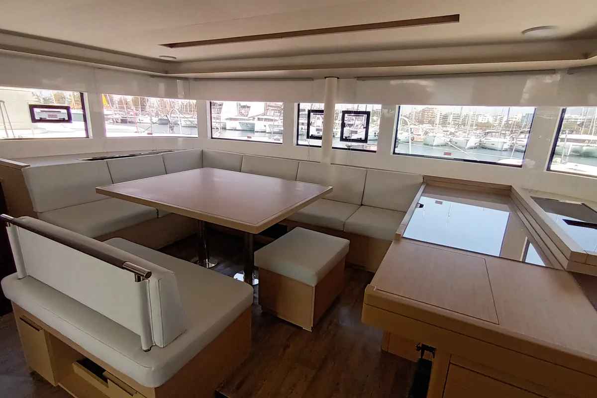 Salon of Minotavros, a Lagoon 51 catamaran at Athens, Greece