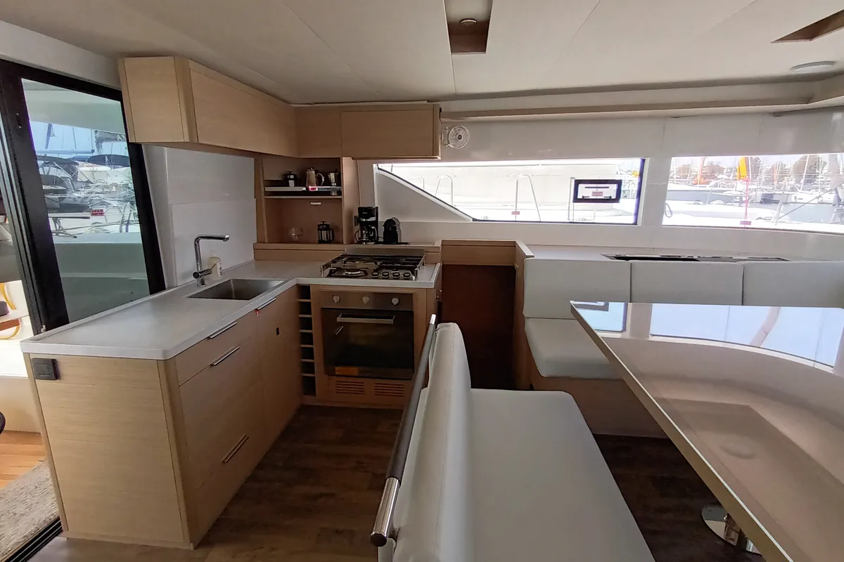 Galley of Minotavros, a Lagoon 51 catamaran at Athens, Greece