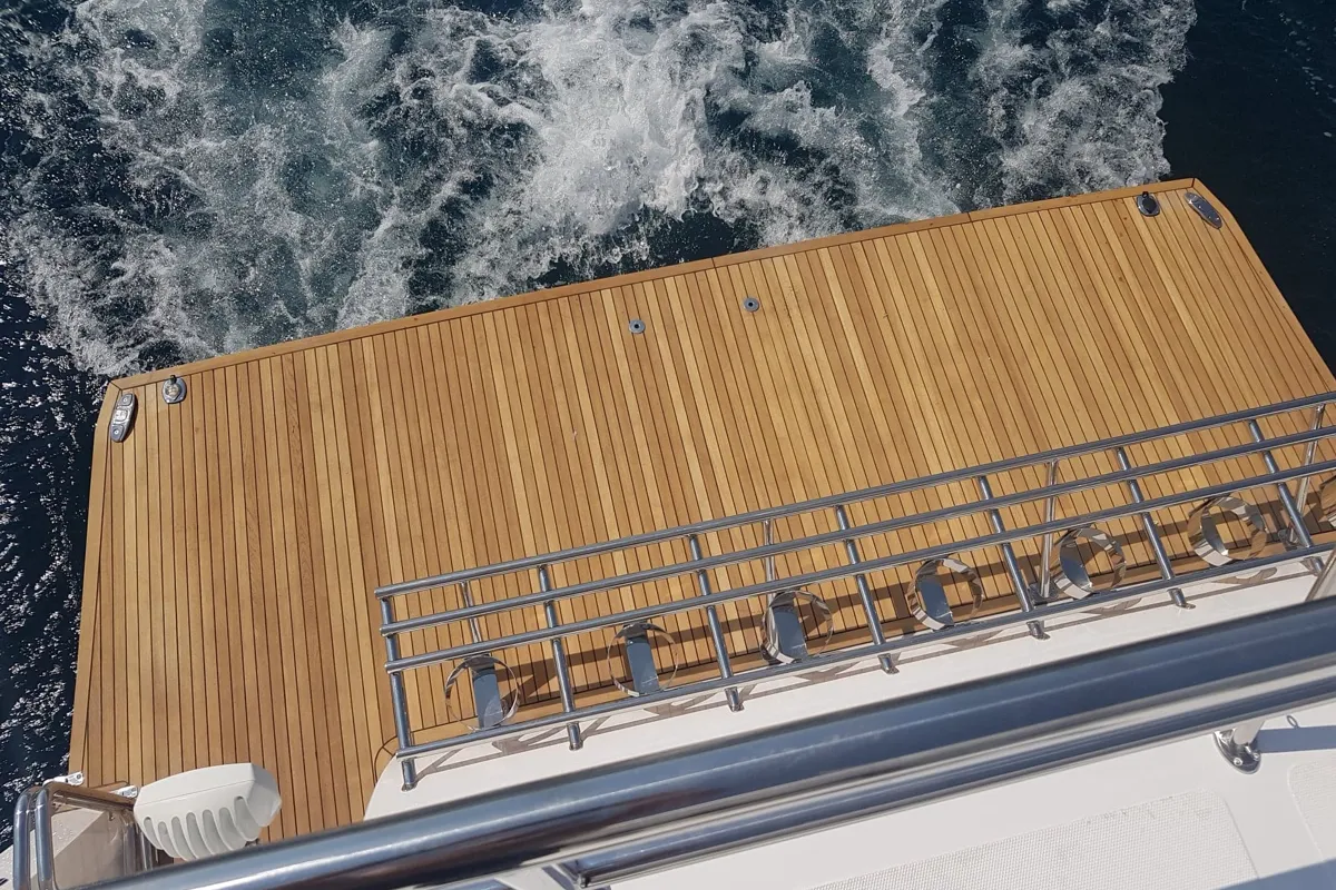 Deck of Over Reef, a Gulet Power Catamaran catamaran at Malé, Maldives