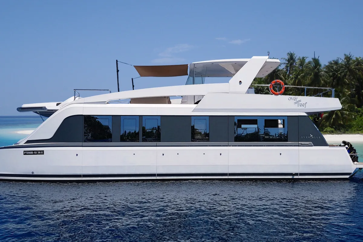 Exterior view of Over Reef, a Gulet Power Catamaran catamaran at Malé, Maldives