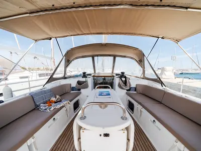 Deck of Kalliroi, a Jeanneau Sun Odyssey 519 sailboat at Municipal Unit of Rhodes, Greece