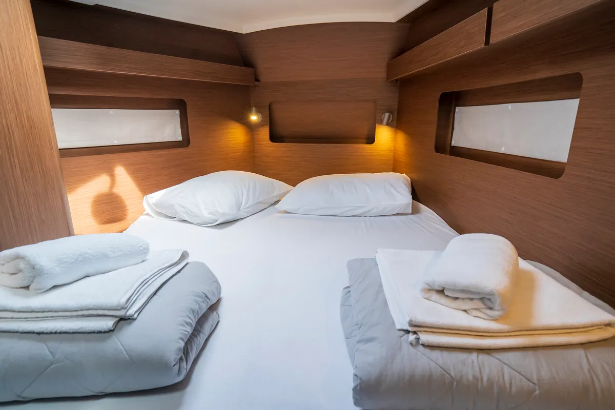 Cabin on First Dream, a Beneteau Oceanis 37.1 sailboat at Skradin, Croatia