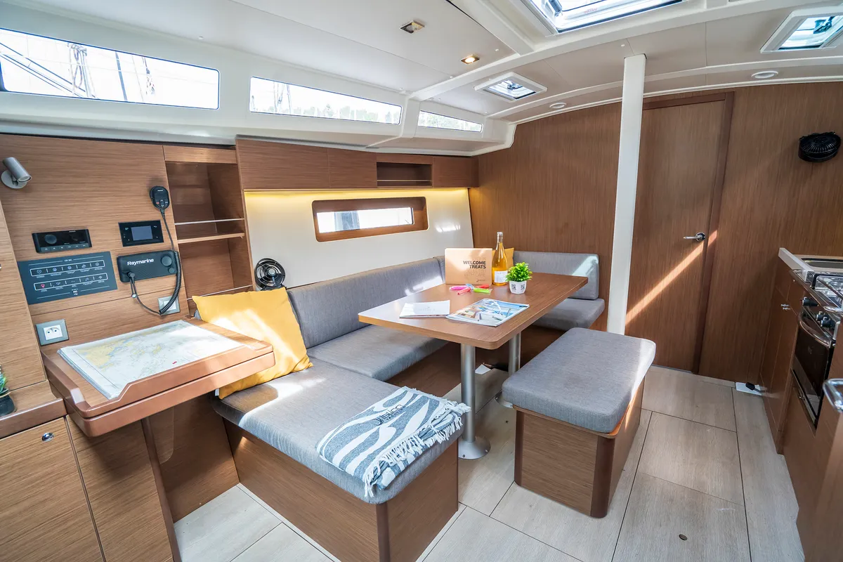 Salon of First Dream, a Beneteau Oceanis 37.1 sailboat at Skradin, Croatia